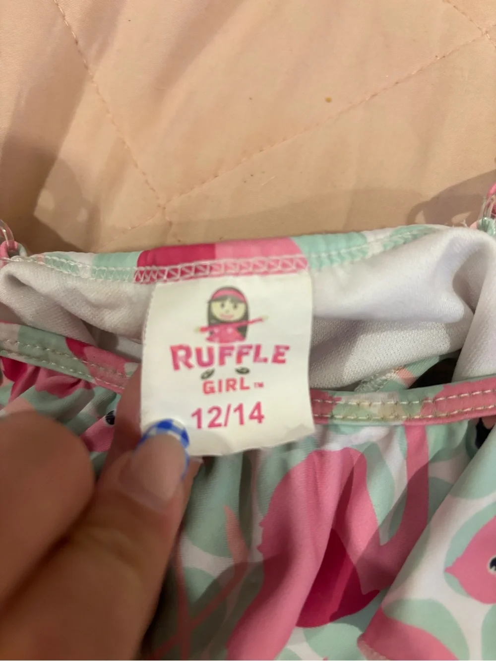 Ruffle Flamingo Two-Piece Kids Bikini - Pink & Aqua